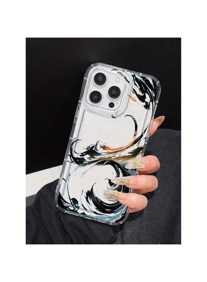 Transparent Ink Painting Phone Case Compatible with iPhone 14 Plus Protective Cover - Image 3